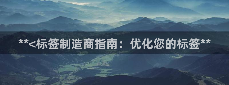彩神数码科技有限公司：**<标签制造商指南：优化您的标签**