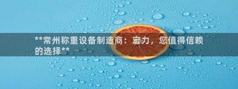 天天彩神welcome：**常州称重设备制造商：宏力，您值得信赖
的选择**
