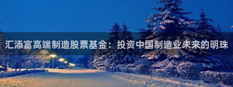 彩神v大众娱乐：汇添富高端制造股票基金：投资中国制造业未来的明珠
